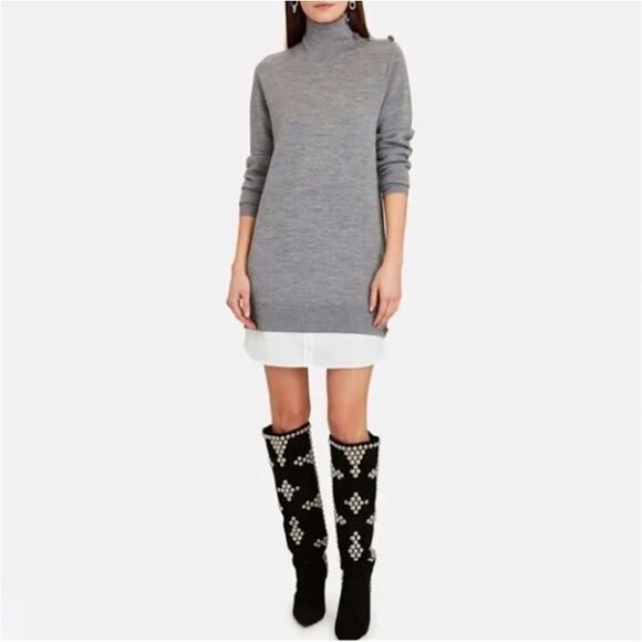Veronica Beard Dresses & Skirts - Veronica Beard Soval Layered Mixed Media Merino Wool Turtleneck Sweater Dress XS